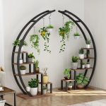 2-Pack Metal Plant Stand – Tall Indoor/Outdoor Flower Display Shelf with Plant Hanger for Garden & Balcony
