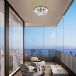 Modern K9 Crystal LED Ceiling Lamp – Flush Mount Chandelier for Dining, Office & Dens