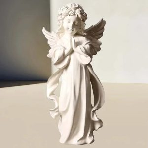 Nordic Angel Prayer Minimalist Sculpture – Resin Decorative Figurine for Office Desk, Bookshelf, or Showroom Display