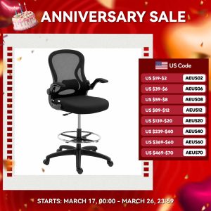 Drafting Chair – Tall Ergonomic Mesh Office Chair for Standing Desk