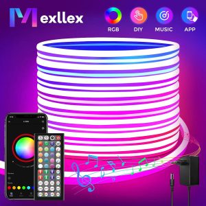 30M/20M Mexllex RGB Neon Light Strip – Waterproof LED Strip with APP & Remote Control, Music Sync for Indoor & Outdoor Decor