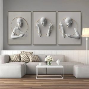Nordic Figure Statue Art – Abstract Women Portrait Canvas Prints for Modern Wall Decor