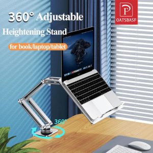 Oatsbasf 360° Rotatable Laptop Stand – Clamp-On Adjustable Tablet & Book Holder for Desktop, Bed, or Sofa Use