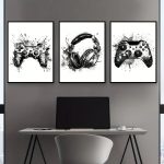Gaming Graffiti Gamepad & Earphone Wall Art Canvas Posters