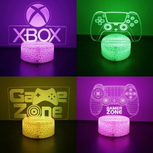 NEON GAMER 3D LED Lamp – RGB Night Light for Gaming Setup & Bedroom Decor